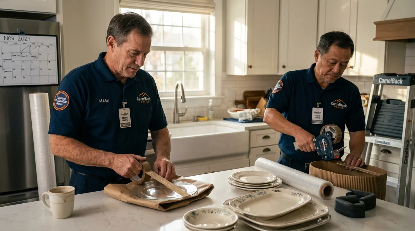 Professional crew packing kitchen dishware in Tempe, AZ